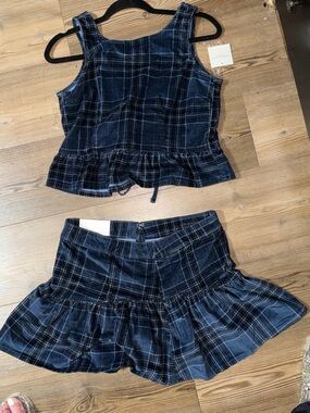 American Eagle Outfitters Navy and Black Striped Denim Set